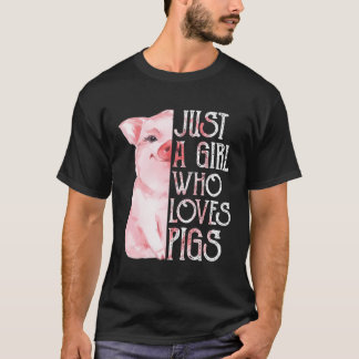 Just A Girl Who Lieben Schweine Funny Pig Bauer Ge T-Shirt