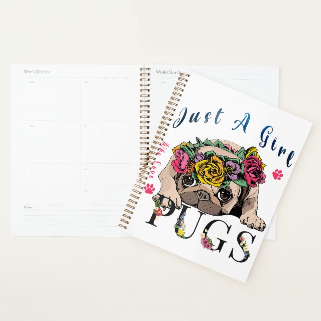 Just A Girl Who Love Pug Pet Lover Planer (Anzeige)