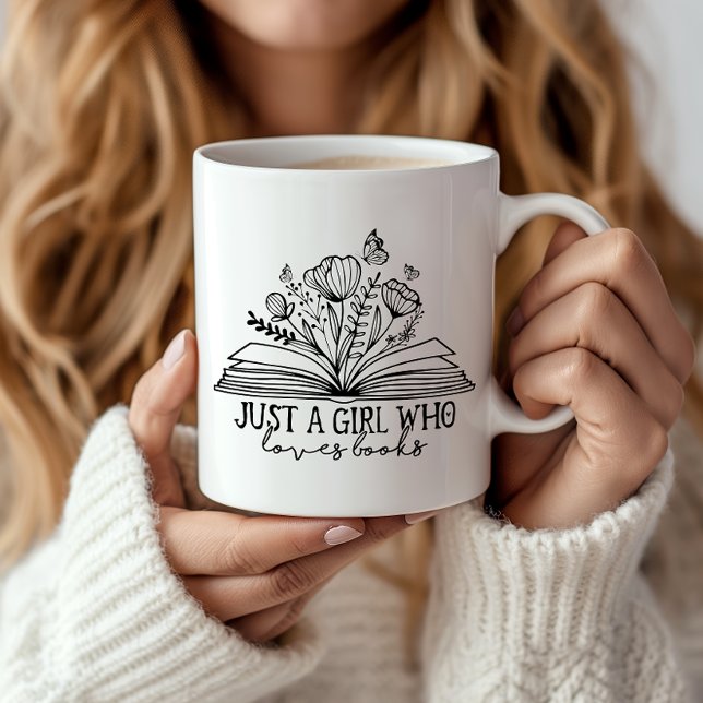 Just A Girl Who Loves Books Kaffeetasse (Embrace your inner bookworm with this cozy mug, perfect for enjoying quiet moments of relaxation.)