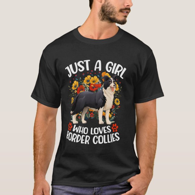 Just A Girl Who Loves Border Collie Aesthetic Flow T-Shirt (Vorderseite)