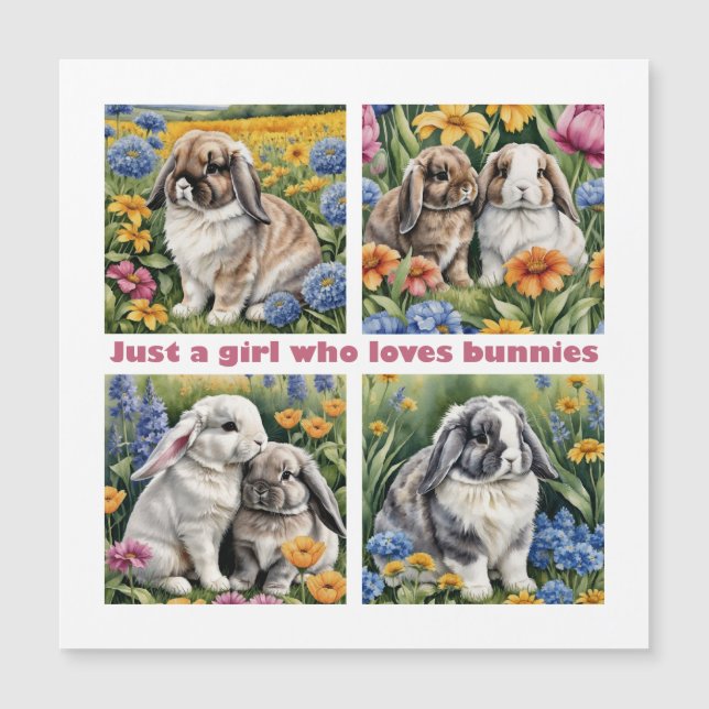 Just a girl who loves bunnies magnetkarte (Vorderseite)