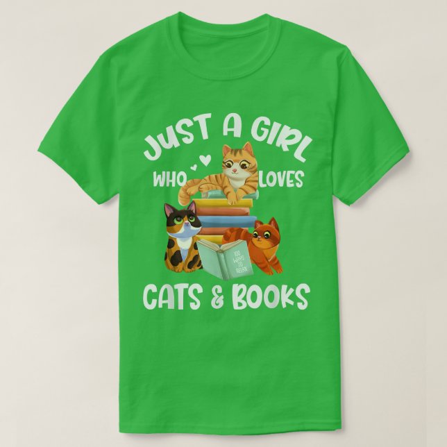 Just A Girl Who Loves Cats & Books723 T-Shirt (Design vorne)