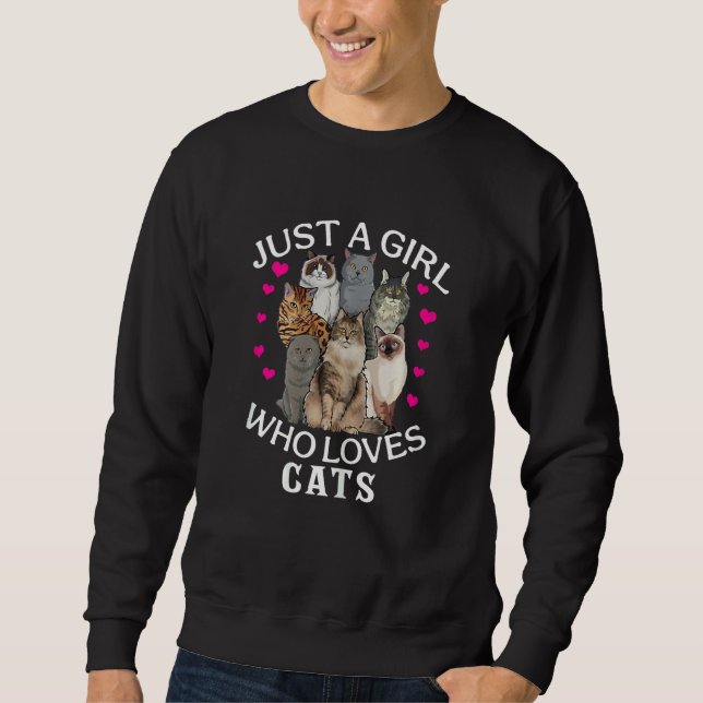 Just A Girl Who Loves Cats Cute Cat   Sweatshirt (Vorderseite)