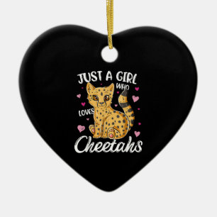 Just A Girl Who Loves Cheetahs Heart Cheetah Keramik Ornament