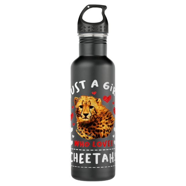 Just A Girl Who Loves Cheetahs Tiger Wildlife Chee Edelstahlflasche (Vorderseite)