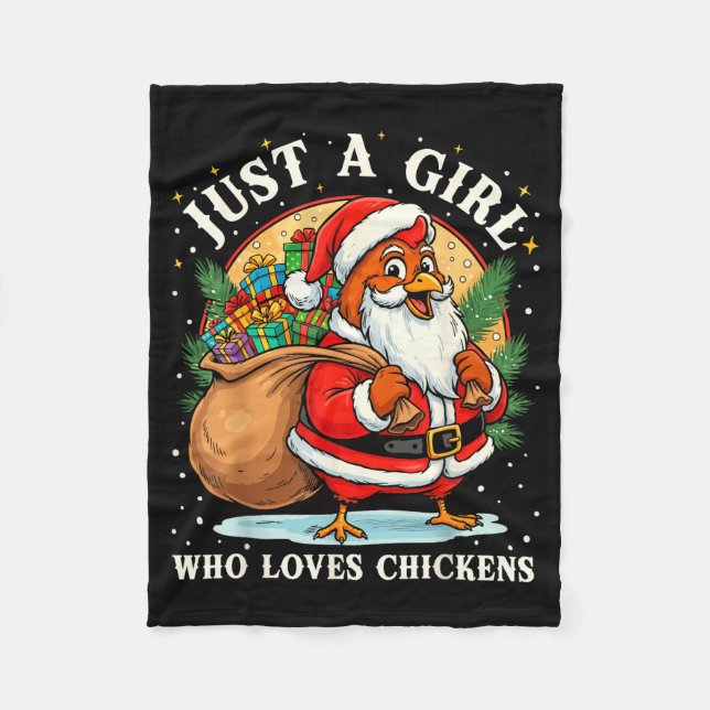 Just A Girl Who Loves Chickens Christmas Farm Anim Fleecedecke (Vorderseite)