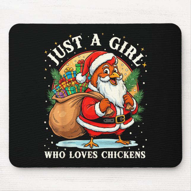 Just A Girl Who Loves Chickens Christmas Farm Anim Mousepad (Vorne)