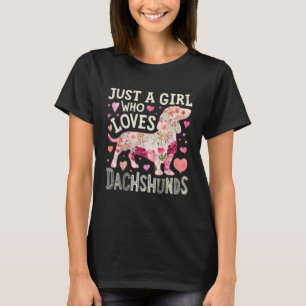 Just A Girl Who Loves Dachshunds Dog Silhouette T-Shirt