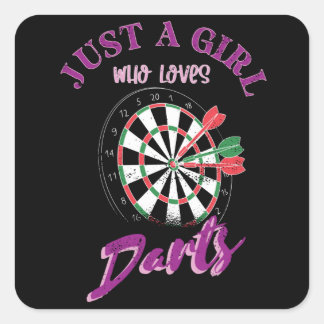 Just A Girl Who Loves Darts Quadratischer Aufkleber