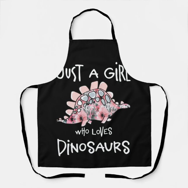 Just A Girl Who Loves Dinosaurs Cute Floral Schürze (Vorderseite)