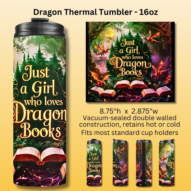 Just A Girl Who Loves Dragon Books  Thermosbecher (Von Creator hochgeladen)