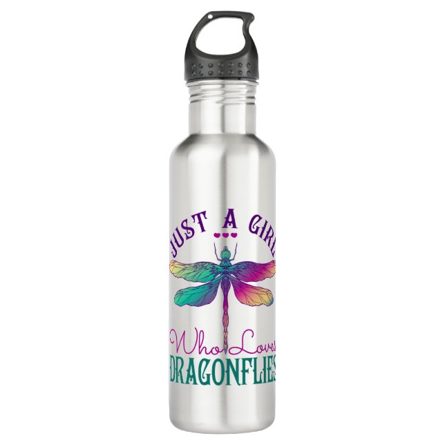 Just a Girl Who Loves Dragonflies Edelstahlflasche (Vorderseite)