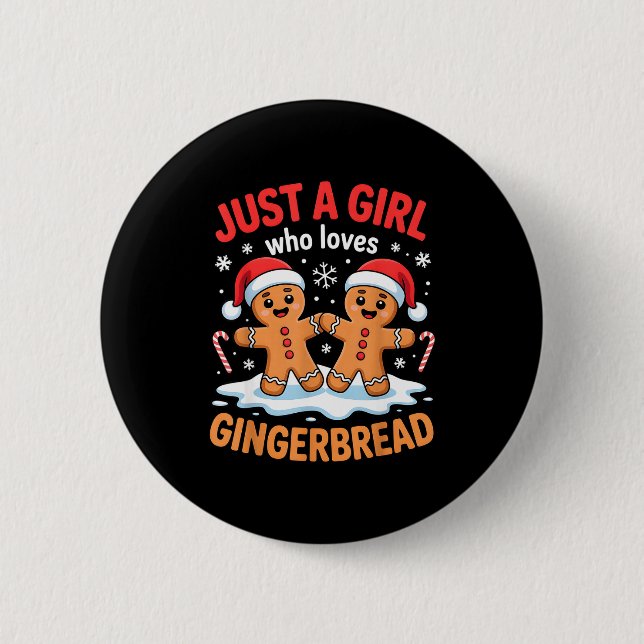 Just A Girl Who Loves Gingerbread Cute Christmas O Button (Vorderseite)