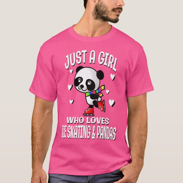 Just A Girl Who Loves Ice Skating Pandas Cute Bear T-Shirt (Vorderseite)