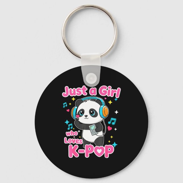 Just A Girl Who Loves K-p Cute Panda  Schlüsselanhänger (Vorderseite)