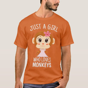 Just a Girl Who Loves Monkeys Cute Monkey Lover Gi T-Shirt