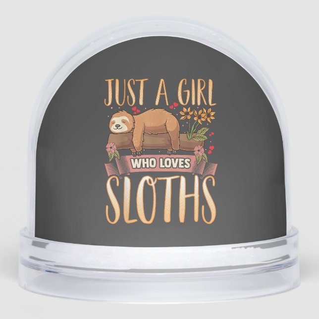 Just A Girl Who Loves Sloths Cute Sloth T-Shirt Schneekugeln (Vorderseite)