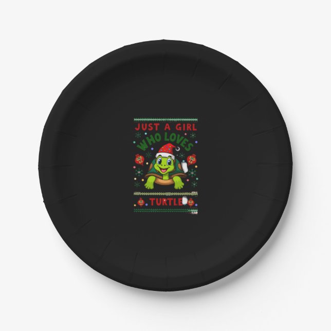 Just A Girl Who Loves Turtle Matching Christmas Pa Pappteller (Vorderseite)