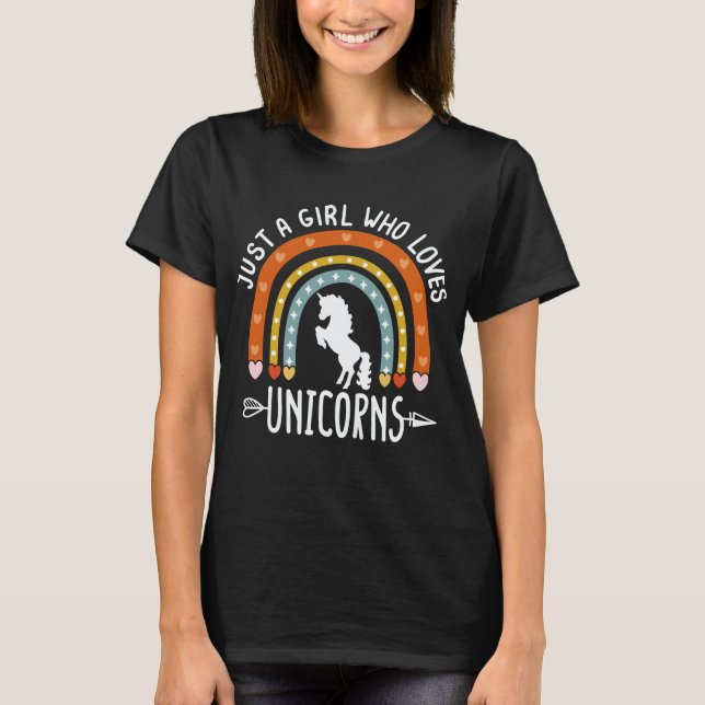 Just A Girl Who Loves Unicorns Rainbow T-Shirt (Vorderseite)
