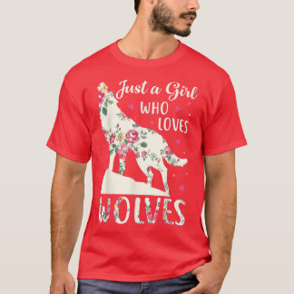 Just A Girl Who Loves Wolves Cute Wolf Silhouette T-Shirt