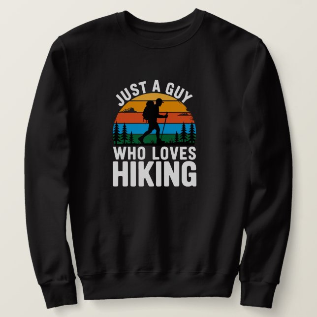 Just a Guy Who Loves Hiking Retro Sweatshirt (Design vorne)