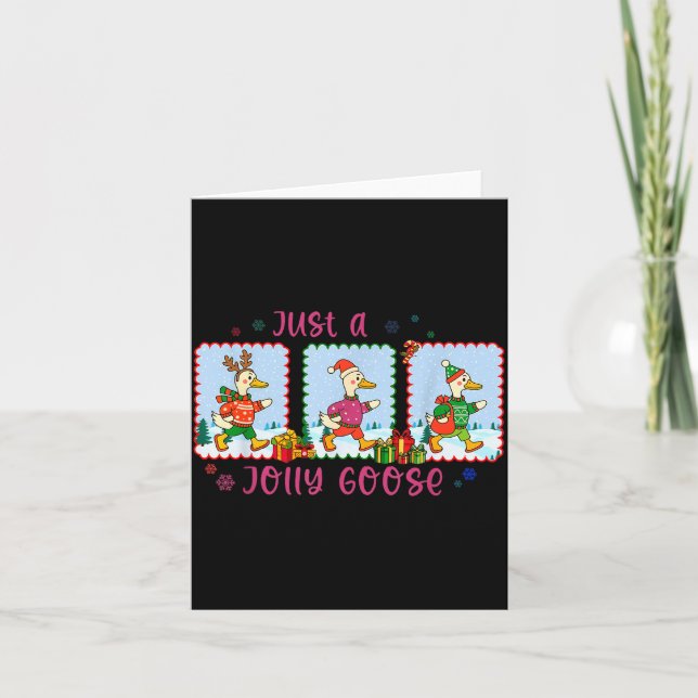 Just A Jolly Goose Christmas Santa Bow Xmas Light  Karte (Vorderseite)