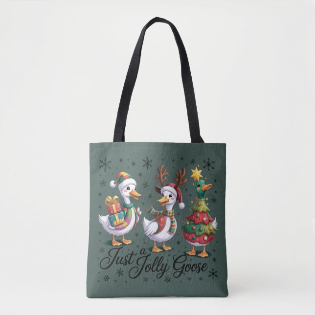 Just A Jolly Goose Patchwork Christmas Duck Funny  Tasche (Vorderseite)