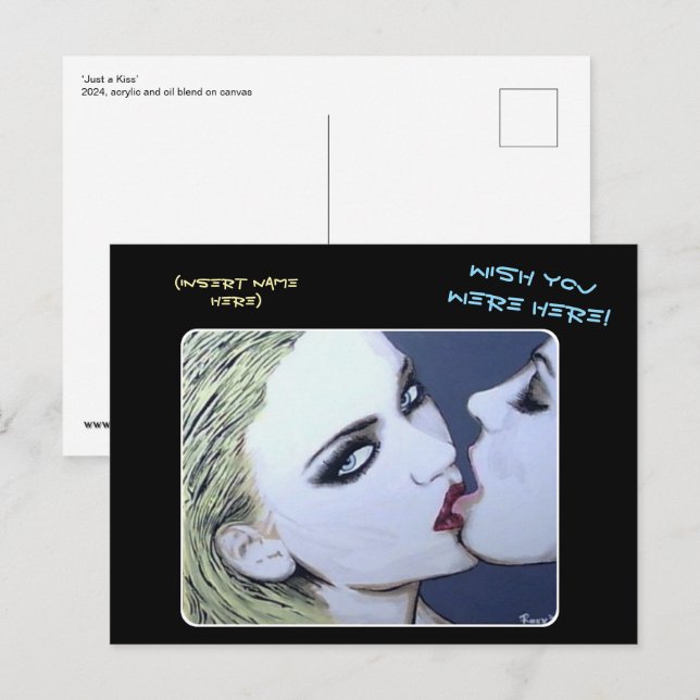 'Just a Kiss' Gemälde auf einem Postkarte (Vorne/Hinten)