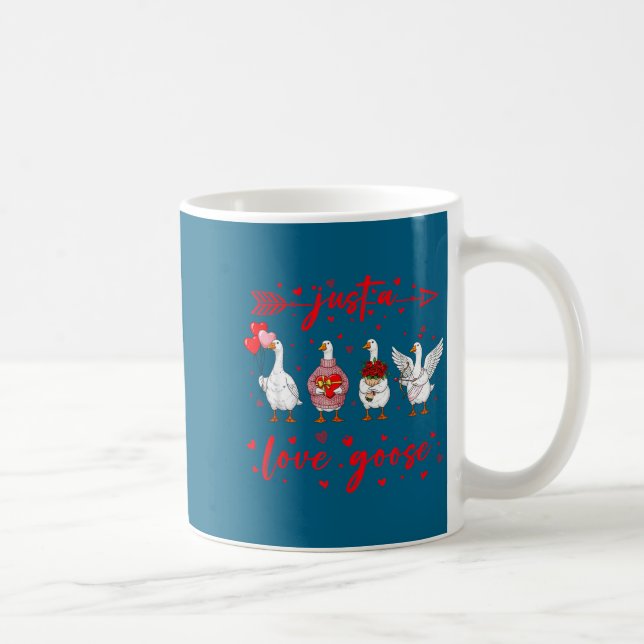 Just A Love Goose Funny Valentine Cute Goose For W Kaffeetasse (Rechts)