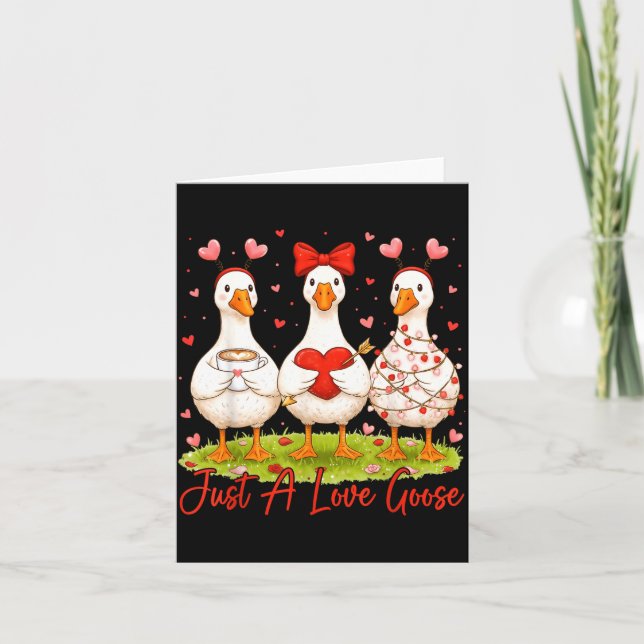 Just A Lovely Goose Coffee Funny Valentine Silly G Karte (Vorderseite)