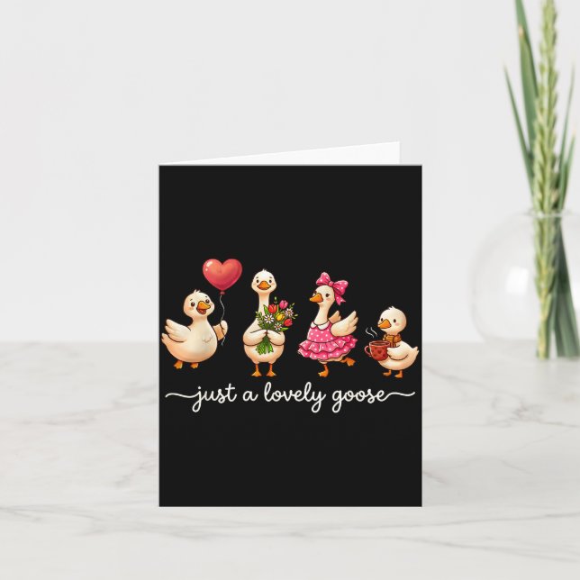 Just A Lovely Goose Cute Silly Goose Valentine's D Karte (Vorderseite)