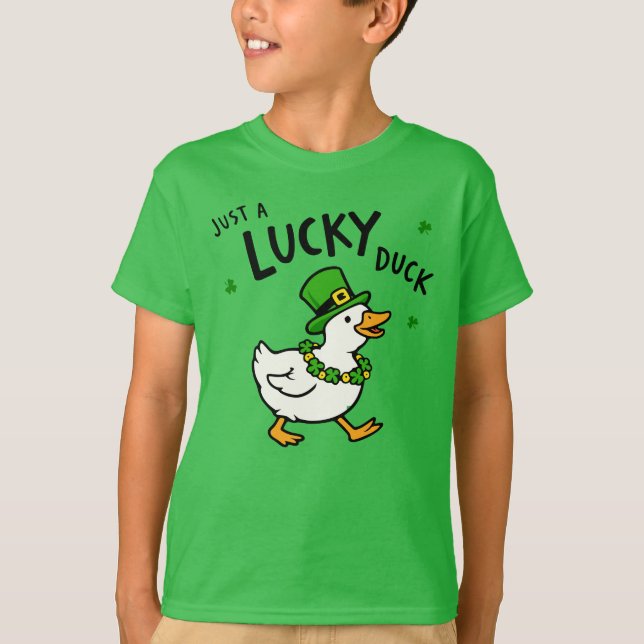 Just A Lucky Duck Cute St. Patrick's Day T-Shirt (Vorderseite)