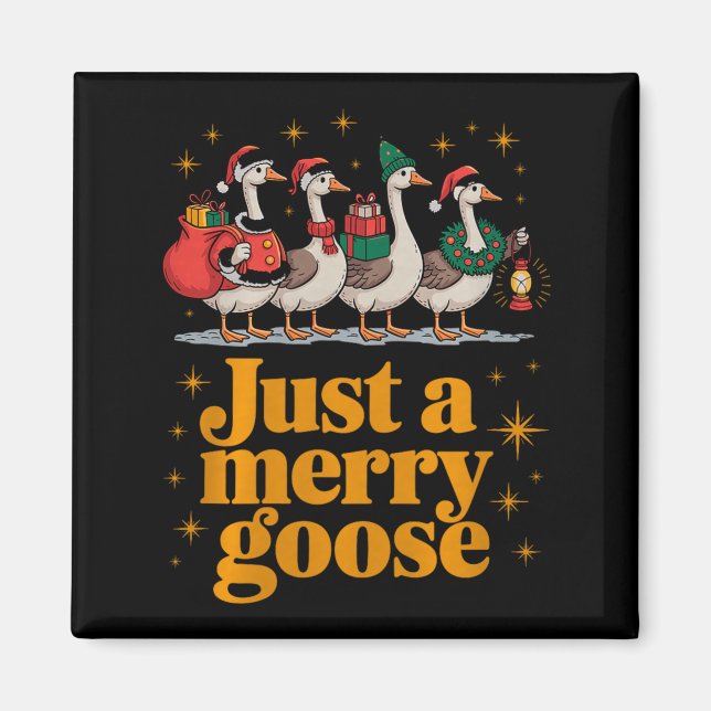 Just A Merry Goose Funny Christmas Premium Tri-ble Magnet (Vorne)