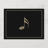 "Just a Note" Gold Musiknote Black Postcard