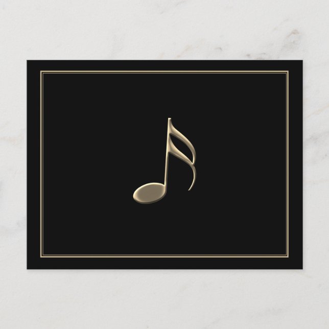 "Just a Note" Gold Musiknote Black Postcard Postkarte (Vorderseite)