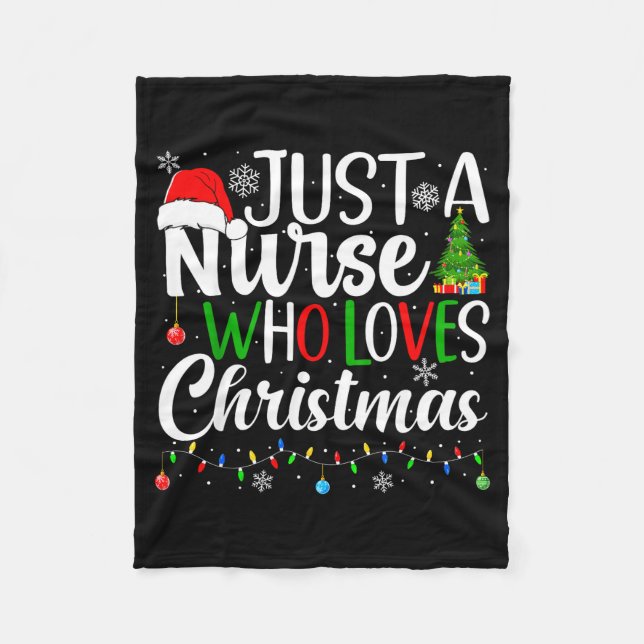 Just A Nurse Who Loves Christmas Rn Nursing Christ Fleecedecke (Vorderseite)