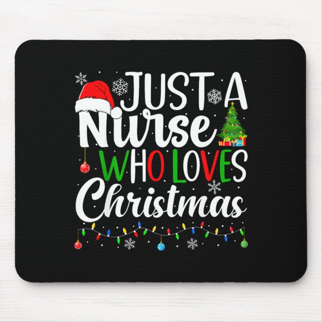 Just A Nurse Who Loves Christmas Rn Nursing Christ Mousepad (Vorne)