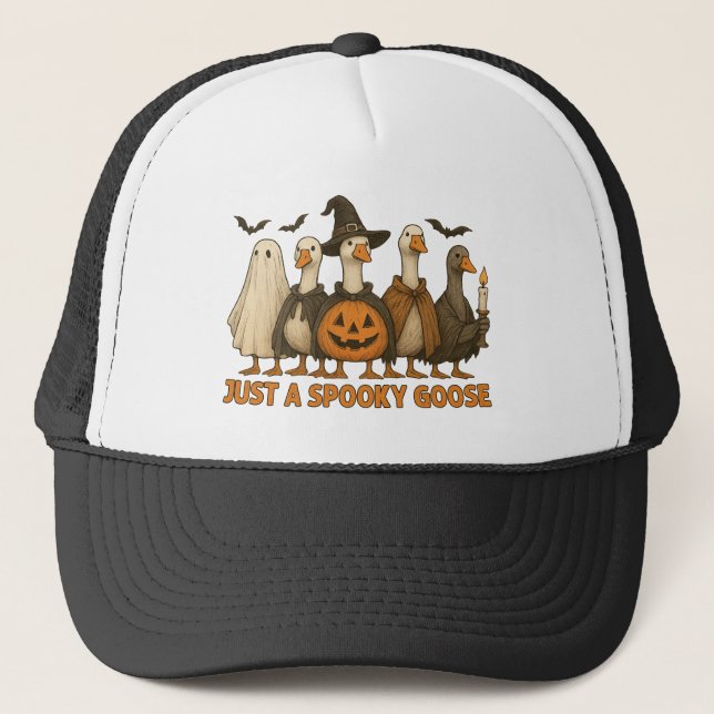 Just A Spooky Goose Halloween For Boy Girl Pumpkin Truckerkappe (Vorderseite)