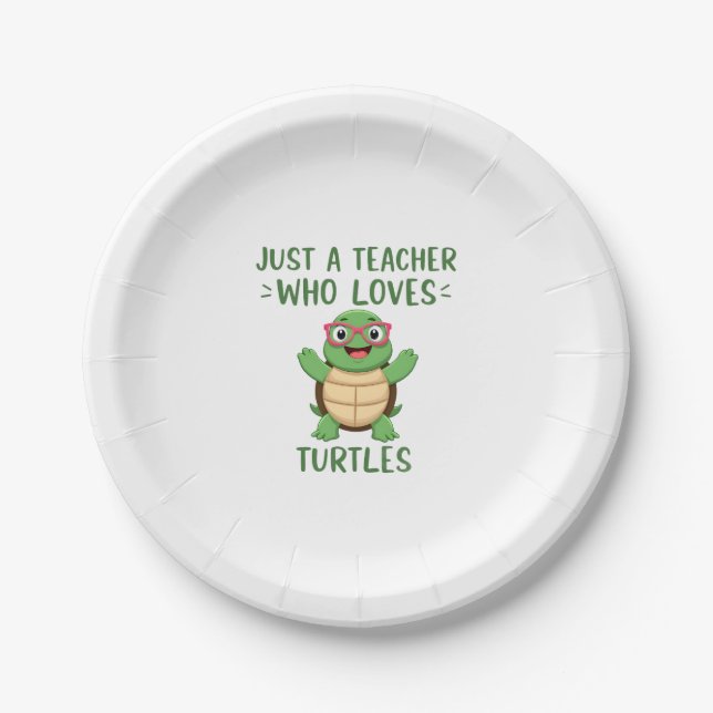 Just a Teacher Who Loves Turtles Turtle Lover Educ Pappteller (Vorderseite)