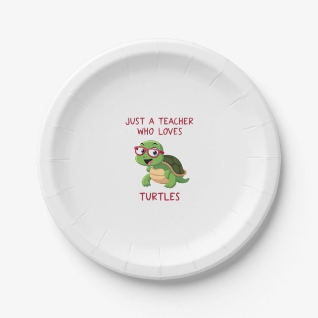 Just a Teacher Who Loves Turtles Turtle Lover Educ Pappteller (Vorderseite)