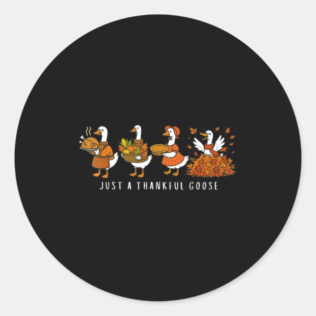 Just A Thankful Goose Funny Silly Goose Thanksgivi Runder Aufkleber (Vorderseite)