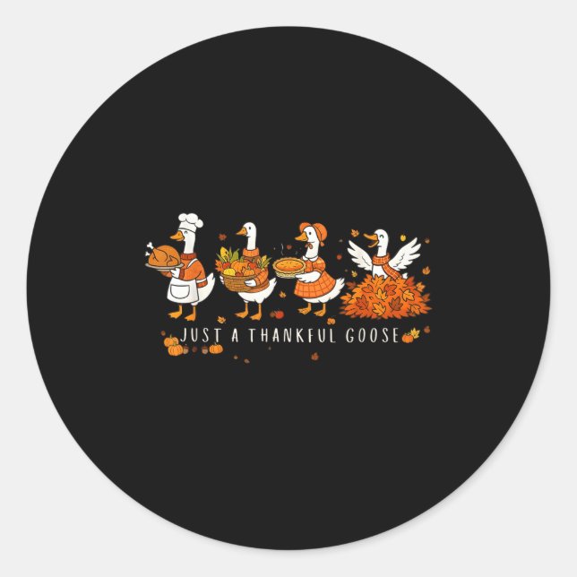 Just A Thankful Goose Funny Silly Goose Thanksgivi Runder Aufkleber (Vorderseite)