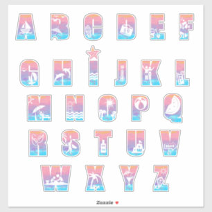 JUST BEACHY ALPHABET AUFKLEBER
