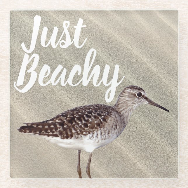 Just Beachy Coastal Sand Piper Bird Glasuntersetzer (Vorderseite)