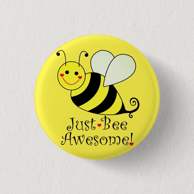 Just Bee Awesome Yellow Bumble Bee Button (Vorderseite)
