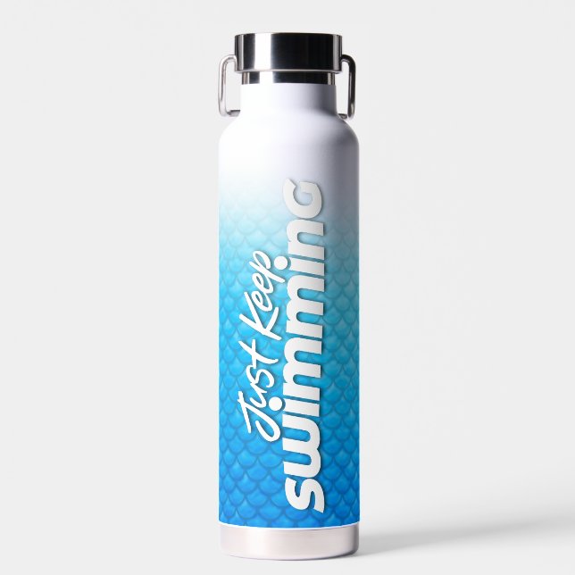 "Just Behalt Swimming" Blaue Waage Schwimmbad Lebe Trinkflasche (Vorne)