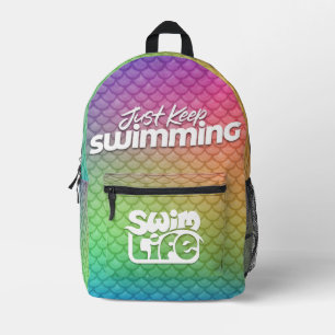 "Just Behalt Swimming" Regenbogenwaage Schwimmbad Bedruckter Rucksack