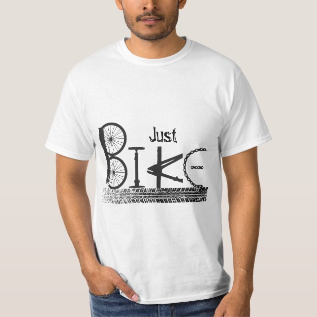 "Just Bike" Graffiti aus Fahrradteilen & Reißspure T-Shirt (Vorderseite)