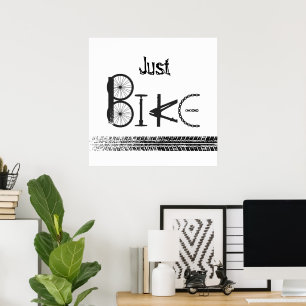 "Just Bike" Graffiti aus Fahrradteilen und Reifens Poster