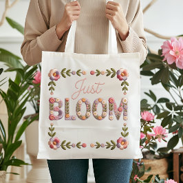Just Bloom Faux Embroidery Floral Boho Cottagecore Tragetasche